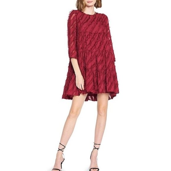 En Saison Dresses & Skirts - En Saison Dress Women Small A-Line Chiffon Stripe Woven Tiered Mini